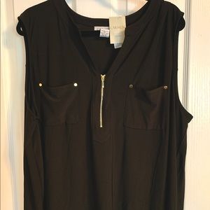 New with tags black sleeveless top Carmen Marc Valvo size 3x